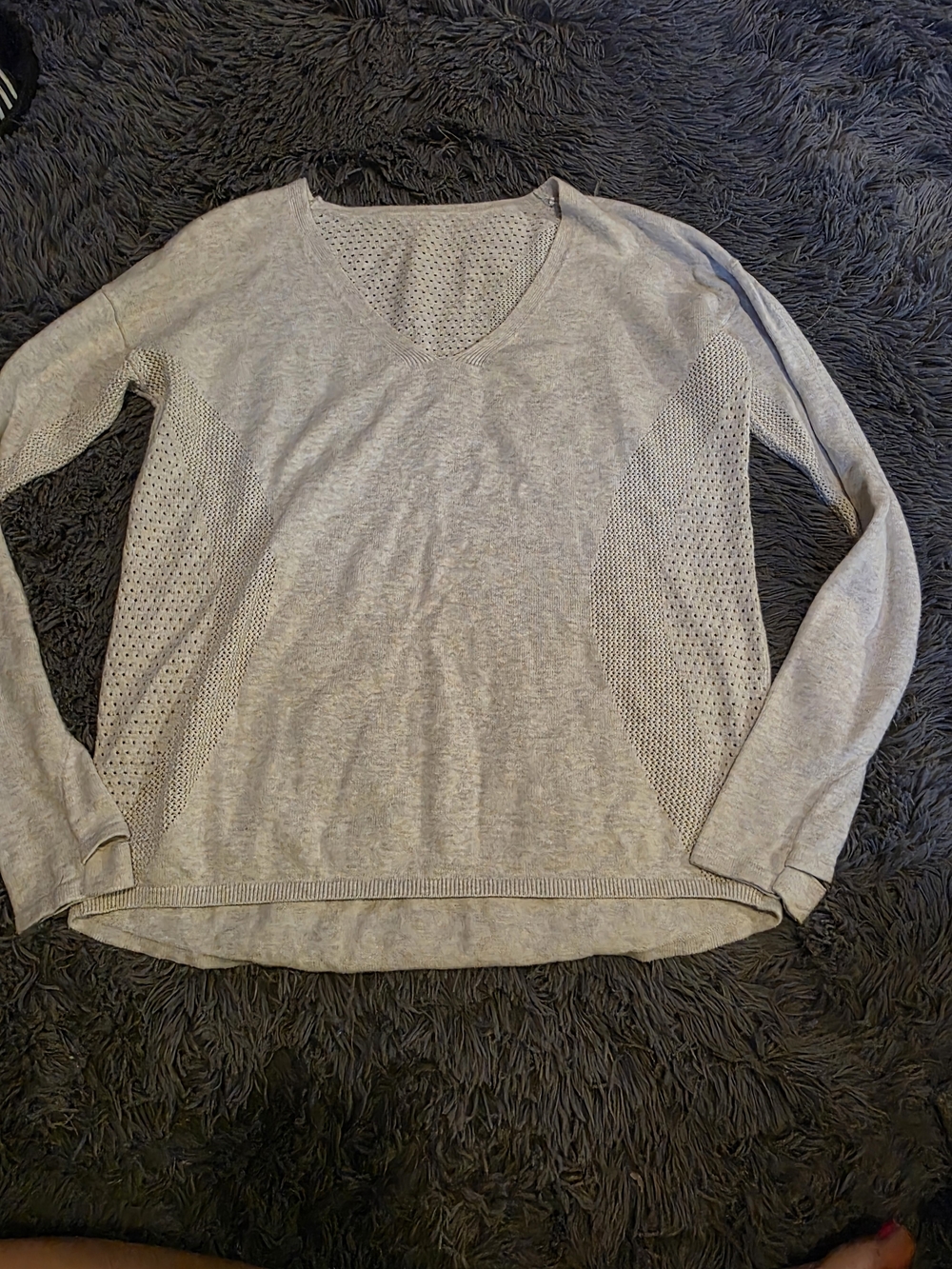 Light Gray lululemon V-Neck Women's Top with Mesh Panels